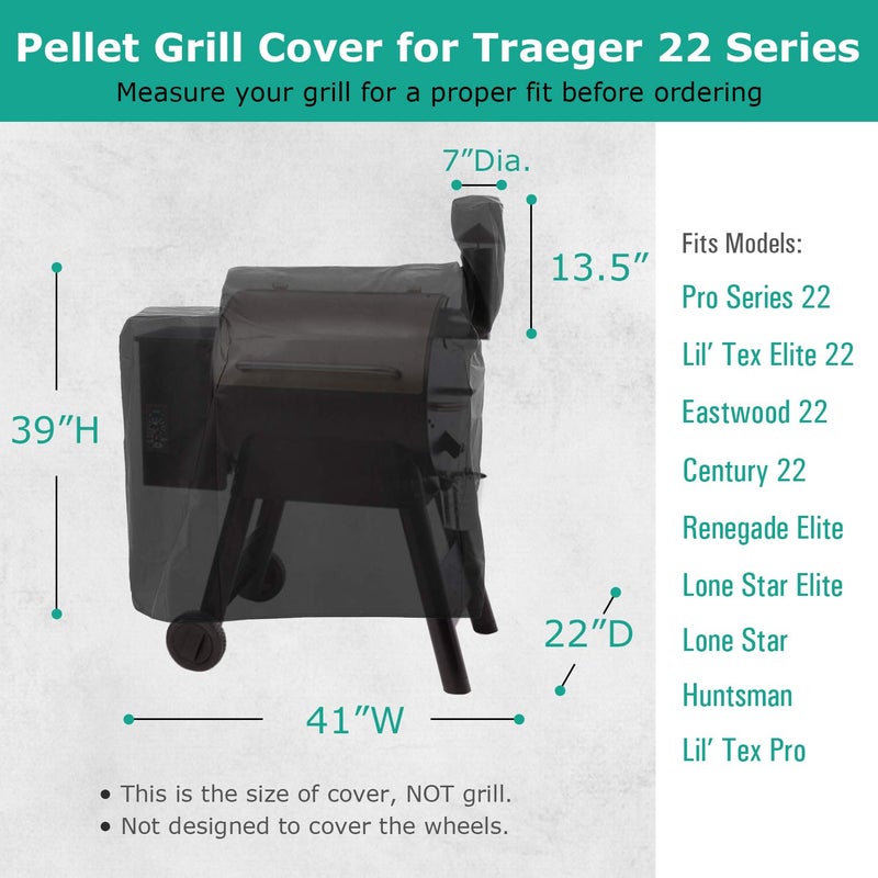 SunPatio Outdoor Heavy Duty Waterproof Wood Pellet Grill and Smoker Cover, UV Resistant Full Length BBQ Cover Compatible with Traeger 22 Series, Lil' Tex Grill and More, All Weather Protection - Image 2